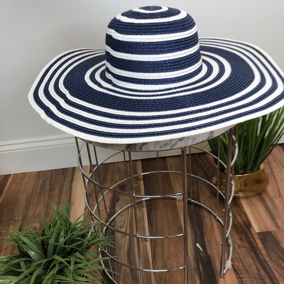 ‼️ Navy White Stripe Summer Beach Poolside Hat - Picture 6 of 8
